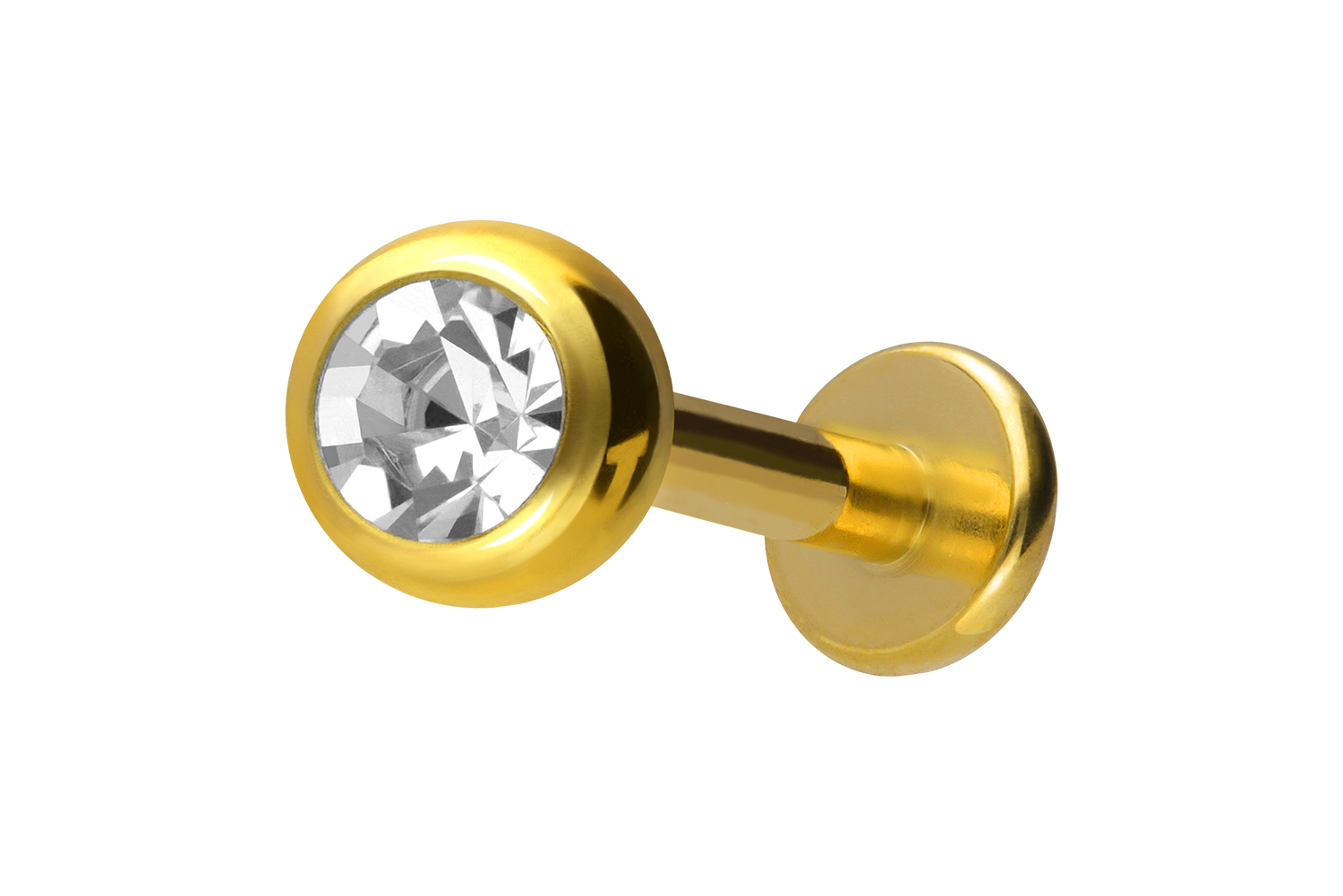 Titan Labret Piercing mit Innengewinde KRISTALL